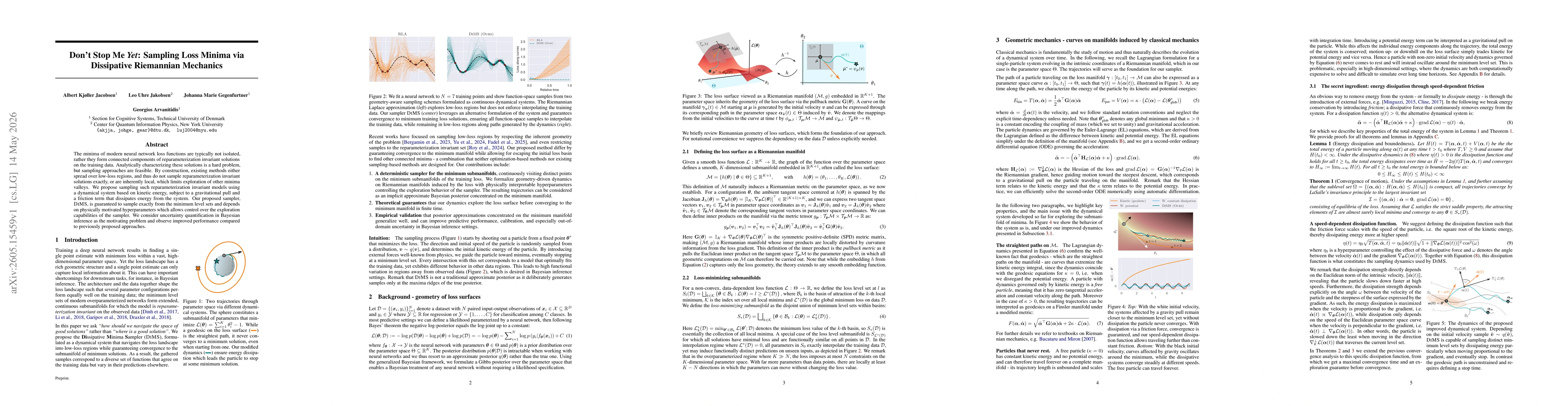 Thumbnail for Don't Stop Me Yet: Sampling Loss Minima via Dissipative Riemannian Mechanics