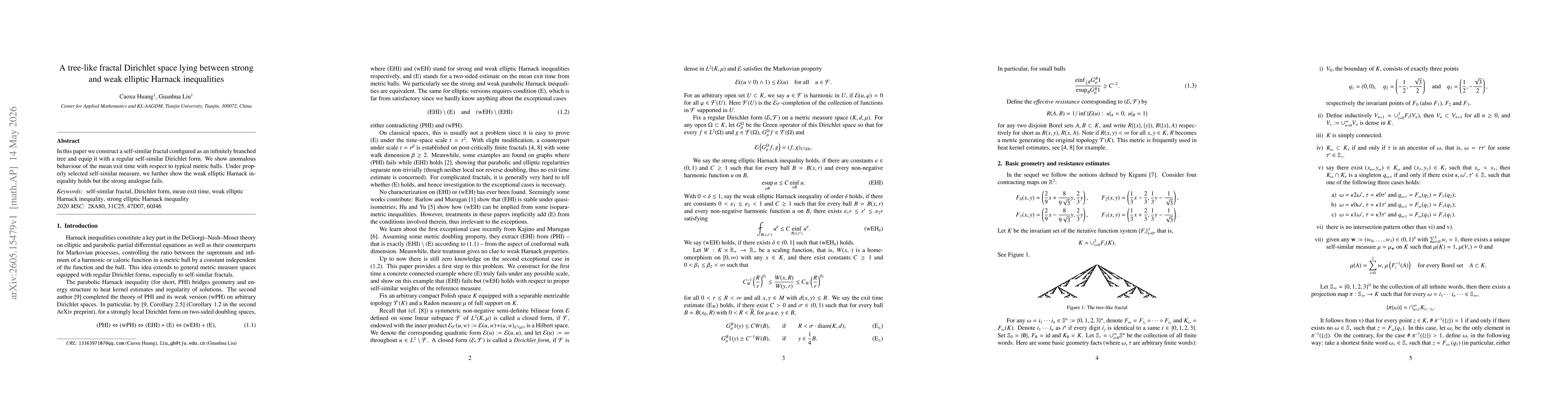 Thumbnail for A tree-like fractal Dirichlet space lying between strong and weak elliptic Harnack inequalities