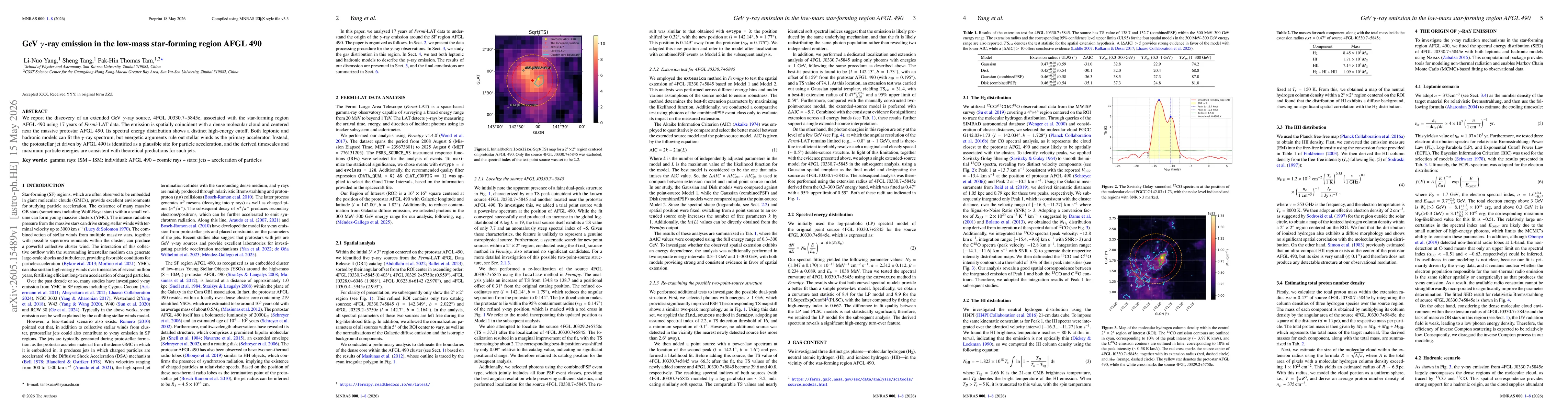 Thumbnail for GeV γ-ray emission in the low-mass star-forming region AFGL 490