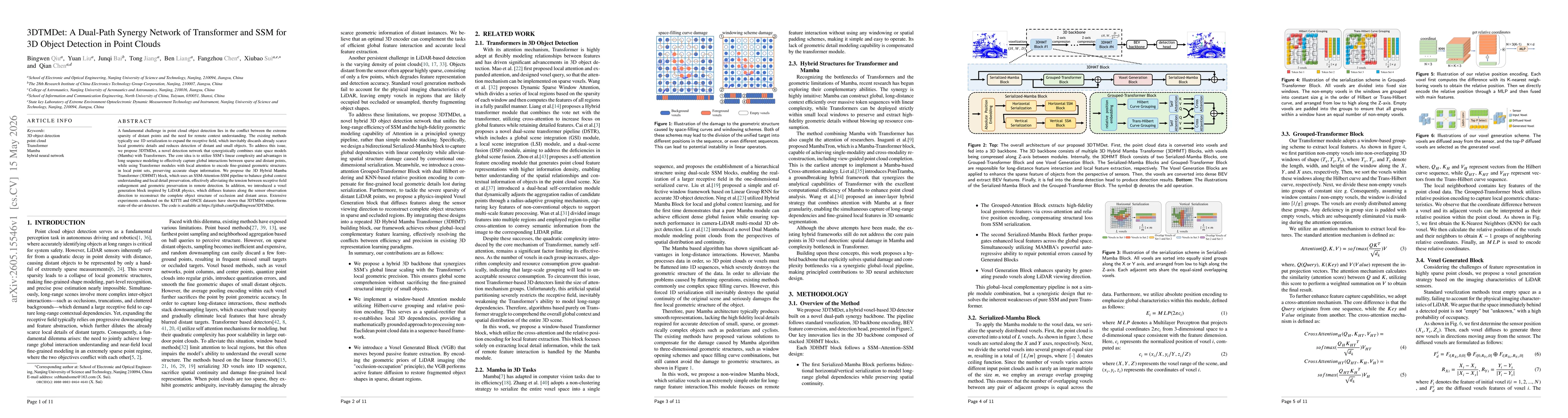 Thumbnail for 3DTMDet: A Dual-Path Synergy Network of Transformer and SSM for 3D Object Detection in Point Clouds