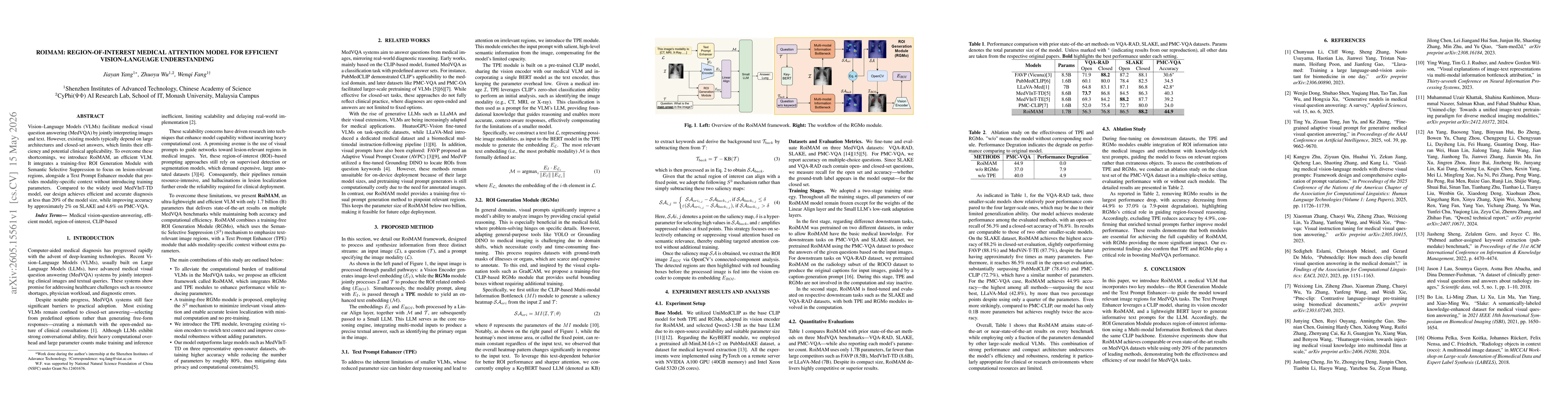 Thumbnail for RoiMAM: Region-of-Interest Medical Attention Model for Efficient Vision-Language Understanding