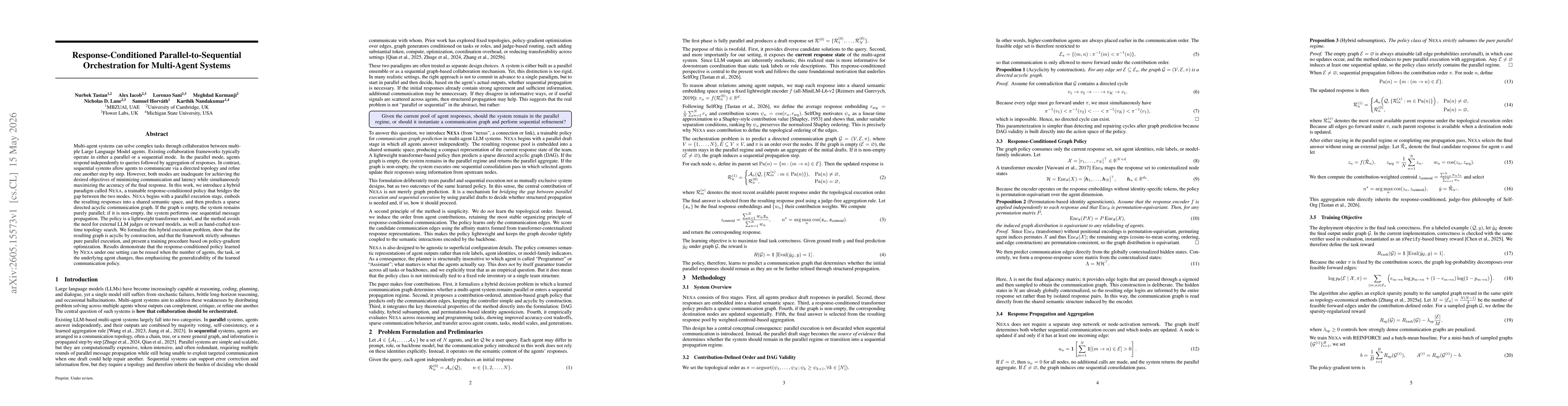Thumbnail for Response-Conditioned Parallel-to-Sequential Orchestration for Multi-Agent Systems