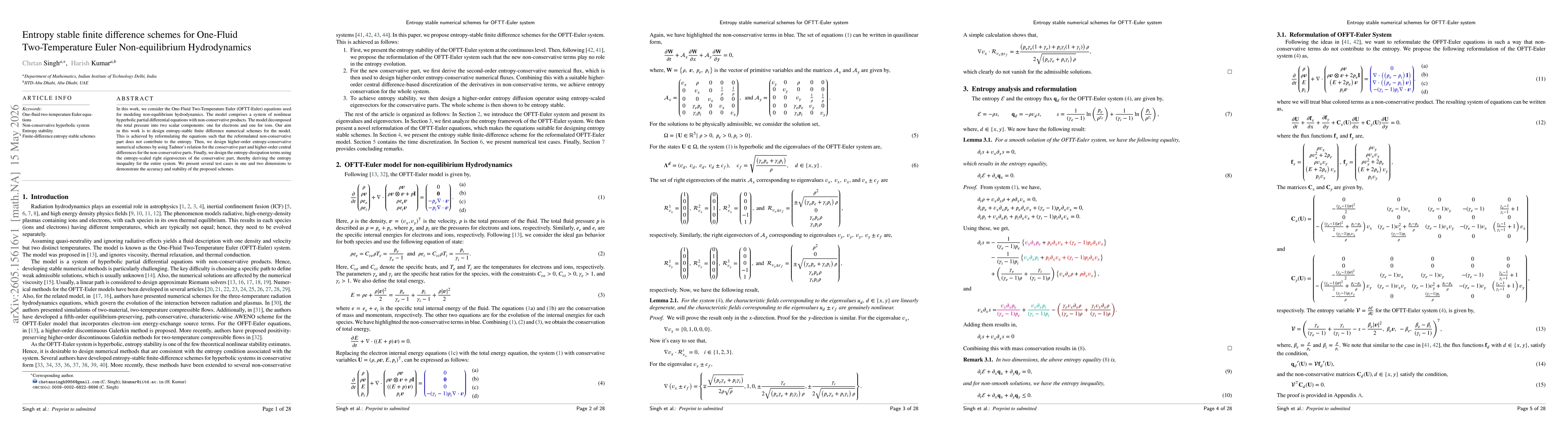 Thumbnail for Entropy stable finite difference schemes for One-Fluid Two-Temperature Euler Non-equilibrium Hydrodynamics