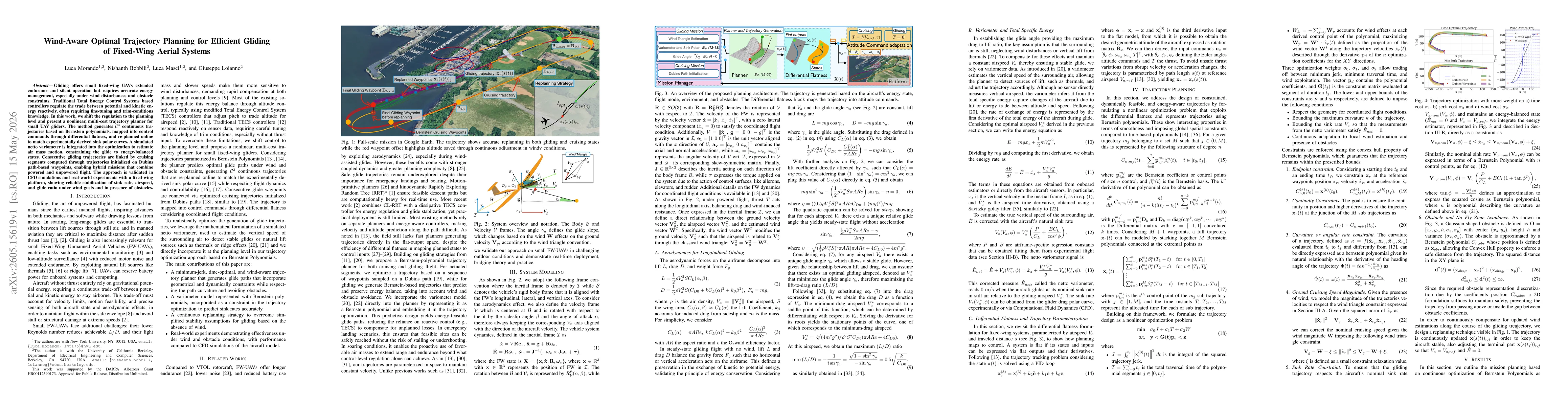 Thumbnail for Wind-Aware Optimal Trajectory Planning for Efficient Gliding of Fixed-Wing Aerial Systems