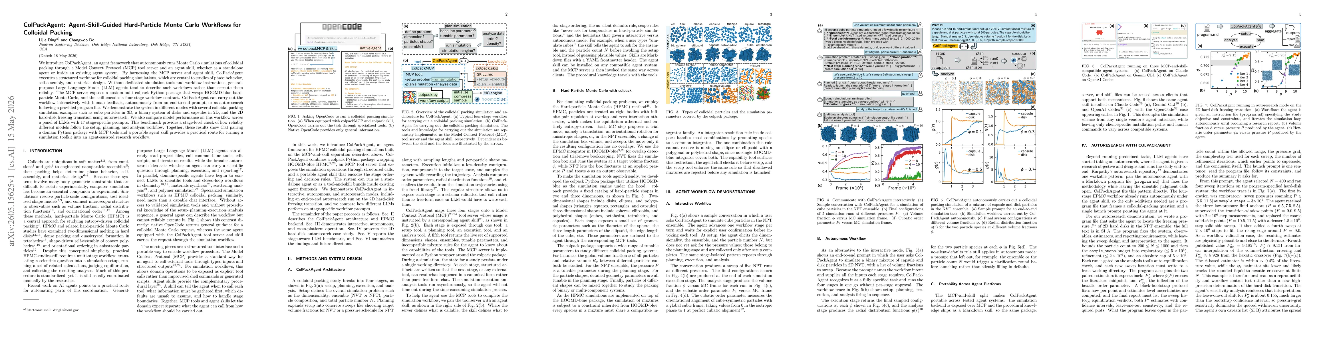 Thumbnail for ColPackAgent: Agent-Skill-Guided Hard-Particle Monte Carlo Workflows for Colloidal Packing