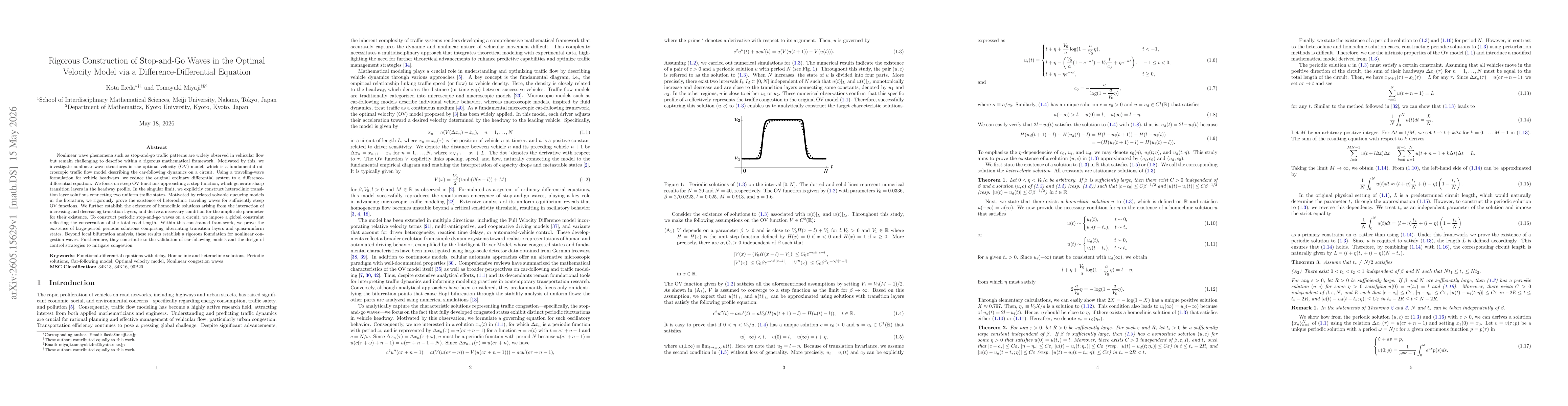 Thumbnail for Rigorous Construction of Stop-and-Go Waves in the Optimal Velocity Model via a Difference-Differential Equation