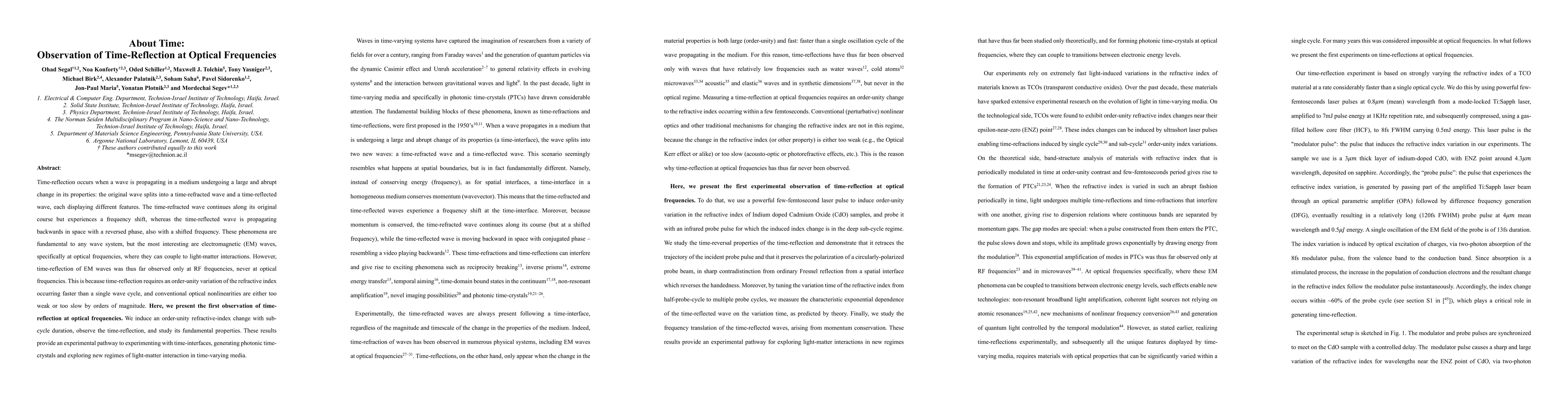 Thumbnail for About Time: Observation of Time-Reflection at Optical Frequencies