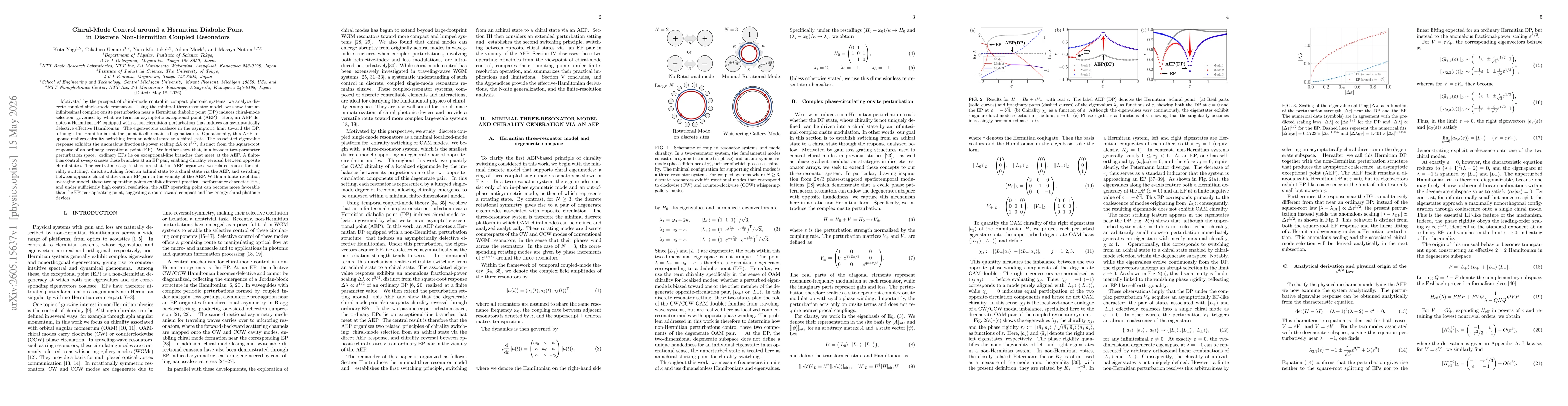 Thumbnail for Chiral-Mode Control around a Hermitian Diabolic Point in Discrete Non-Hermitian Coupled Resonators