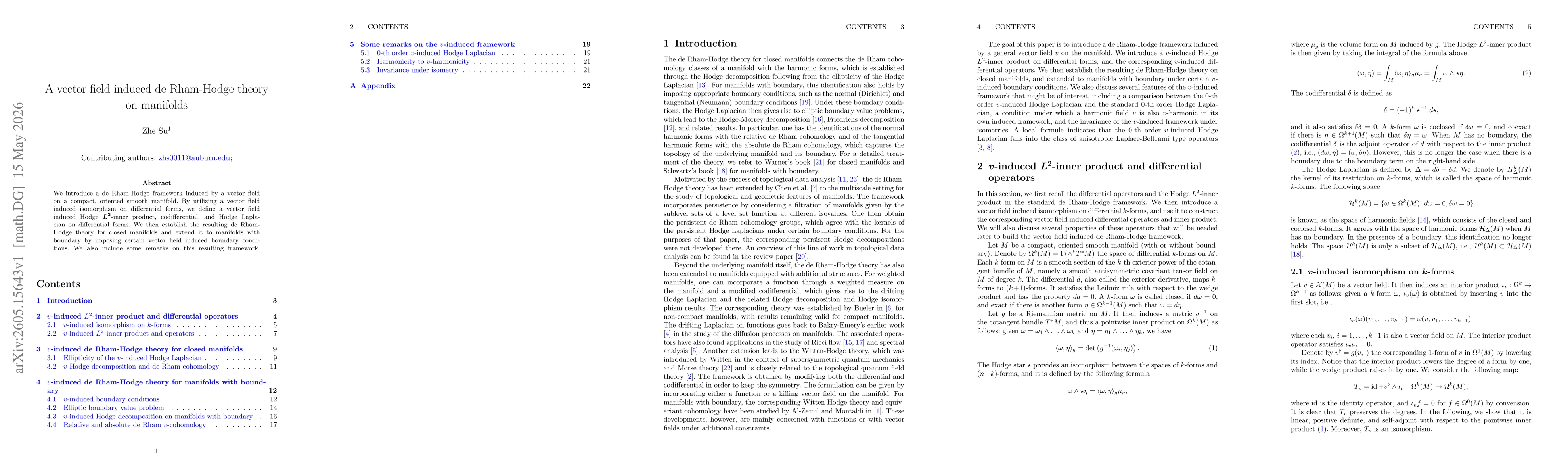 Thumbnail for A vector field induced de Rham-Hodge theory on manifolds
