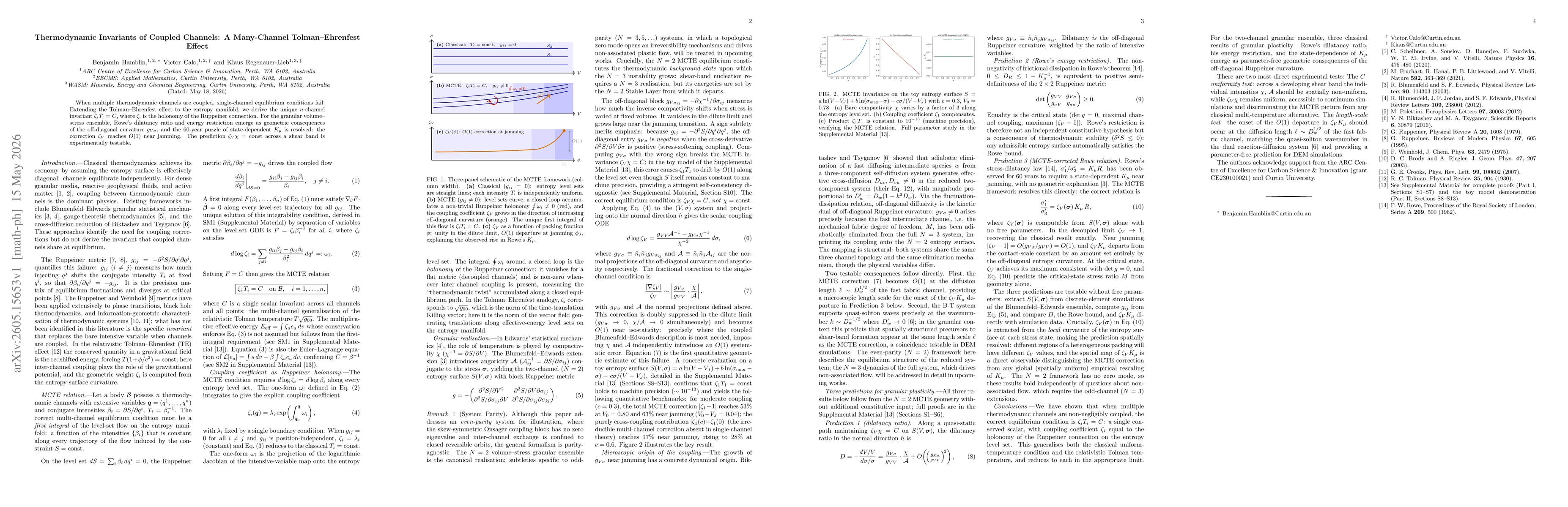 Thumbnail for Thermodynamic Invariants of Coupled Channels: A Many-Channel Tolman-Ehrenfest Effect