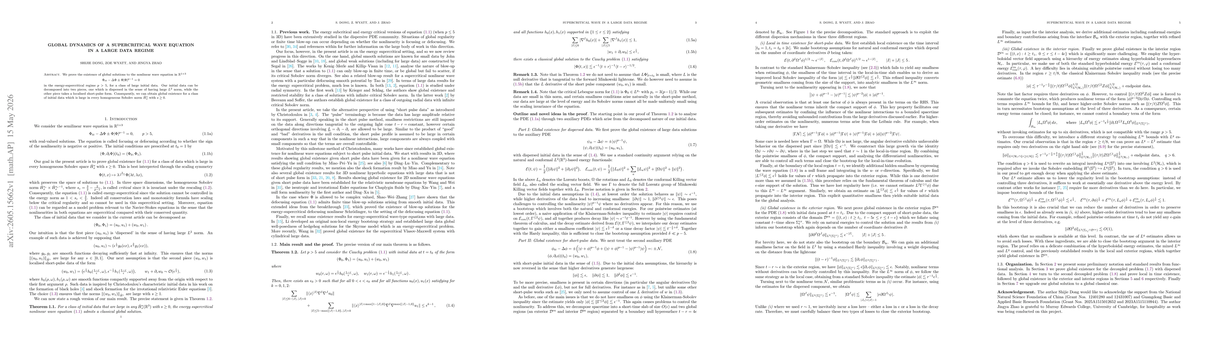 Thumbnail for Global dynamics of a supercritical wave equation in a large data regime