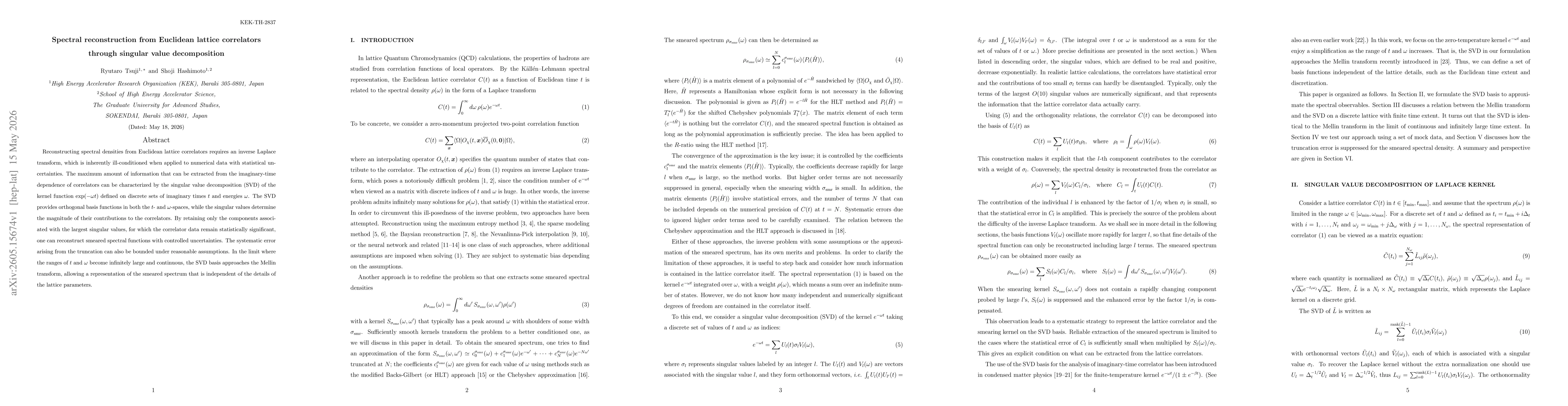 Thumbnail for Spectral reconstruction from Euclidean lattice correlators through singular value decomposition