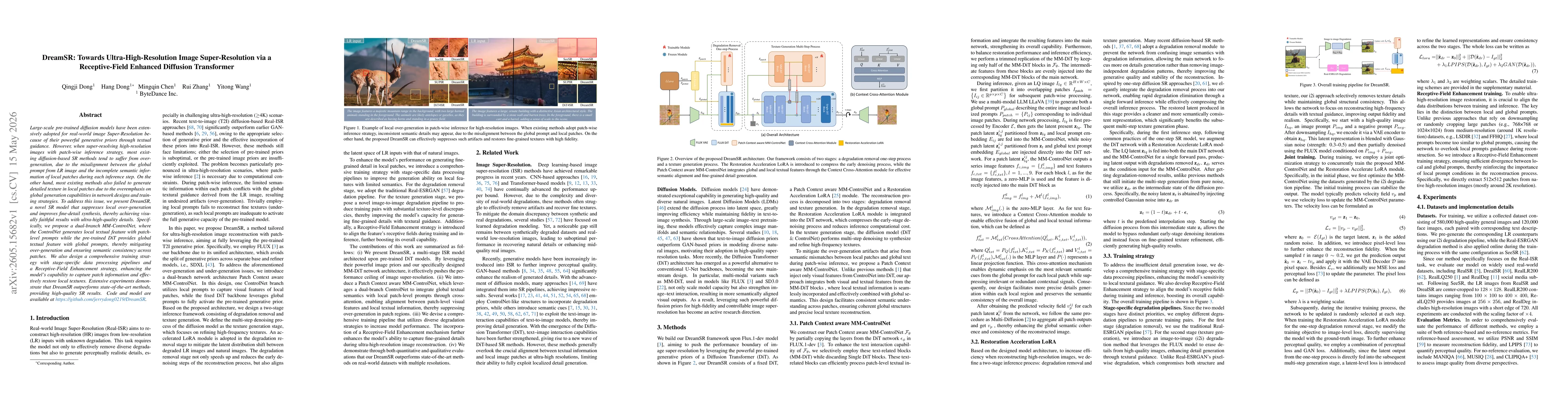 Thumbnail for DreamSR: Towards Ultra-High-Resolution Image Super-Resolution via a Receptive-Field Enhanced Diffusion Transformer