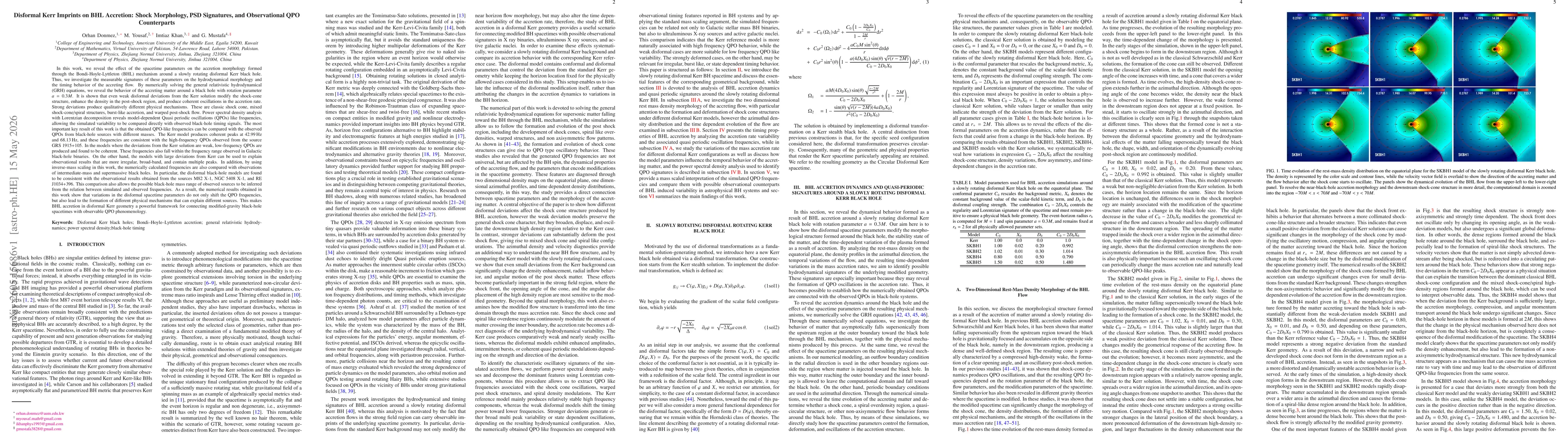 Thumbnail for Disformal Kerr Imprints on BHL Accretion: Shock Morphology, PSD Signatures, and Observational QPO Counterparts