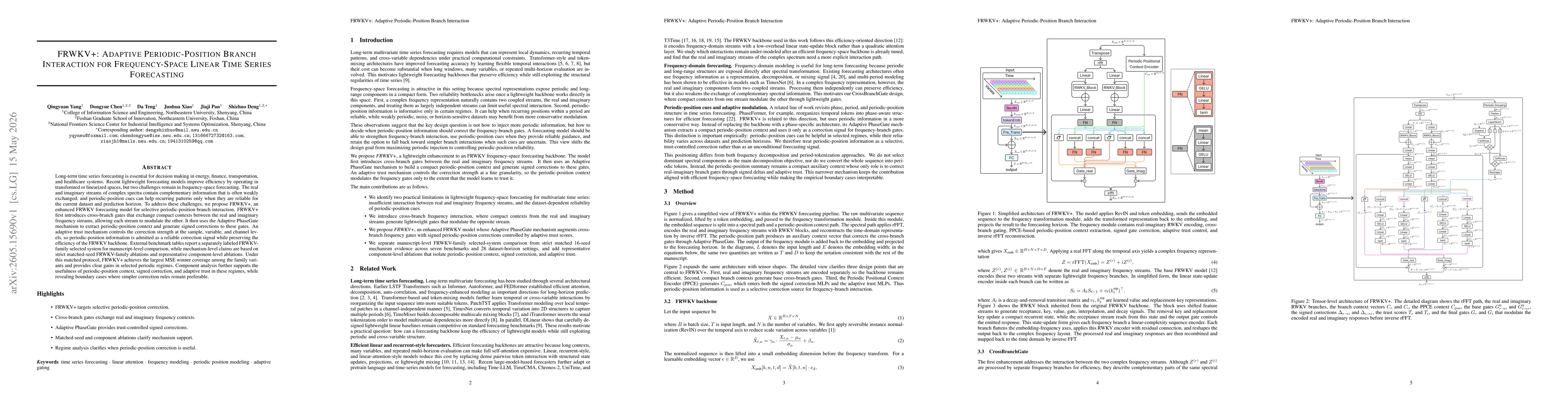 Thumbnail for FRWKV+: Adaptive Periodic-Position Branch Interaction for Frequency-Space Linear Time Series Forecasting