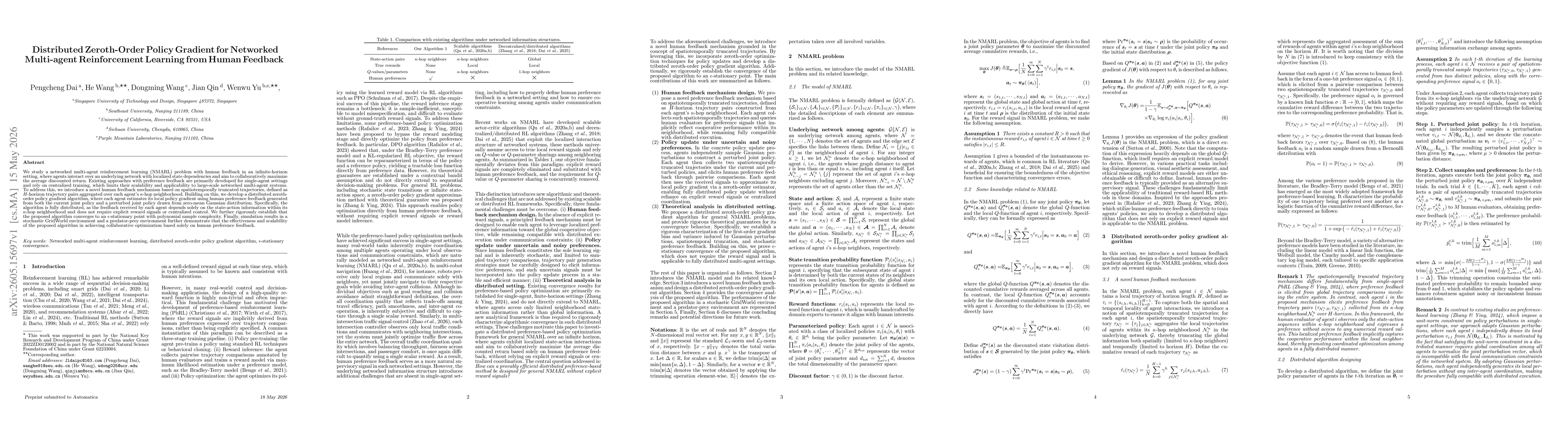 Thumbnail for Distributed Zeroth-Order Policy Gradient for Networked Multi-agent Reinforcement Learning from Human Feedback