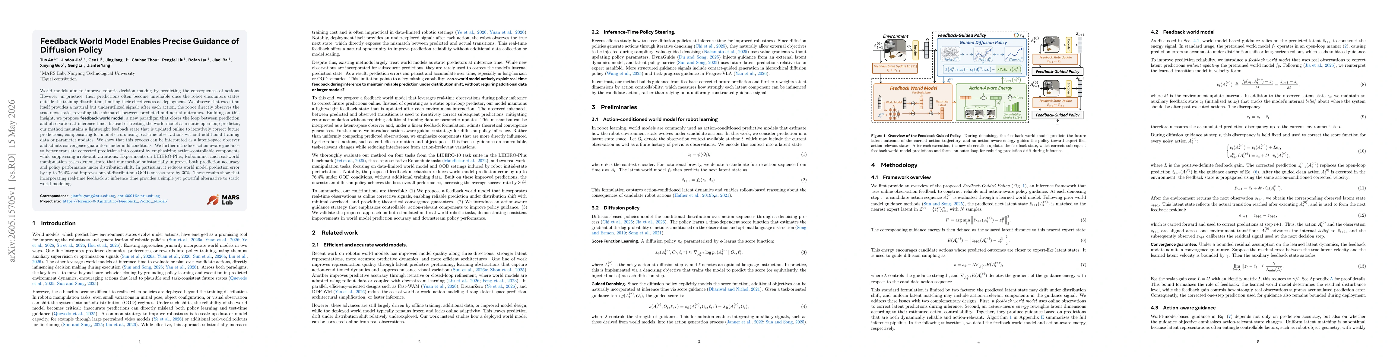 Thumbnail for Feedback World Model Enables Precise Guidance of Diffusion Policy