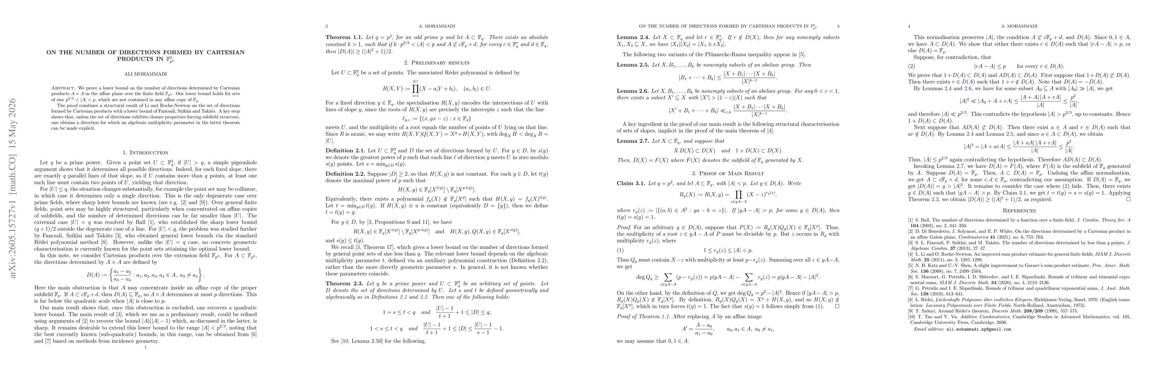 Thumbnail for On the number of directions formed by Cartesian products in $\mathbb{F}_{p^2}^2$