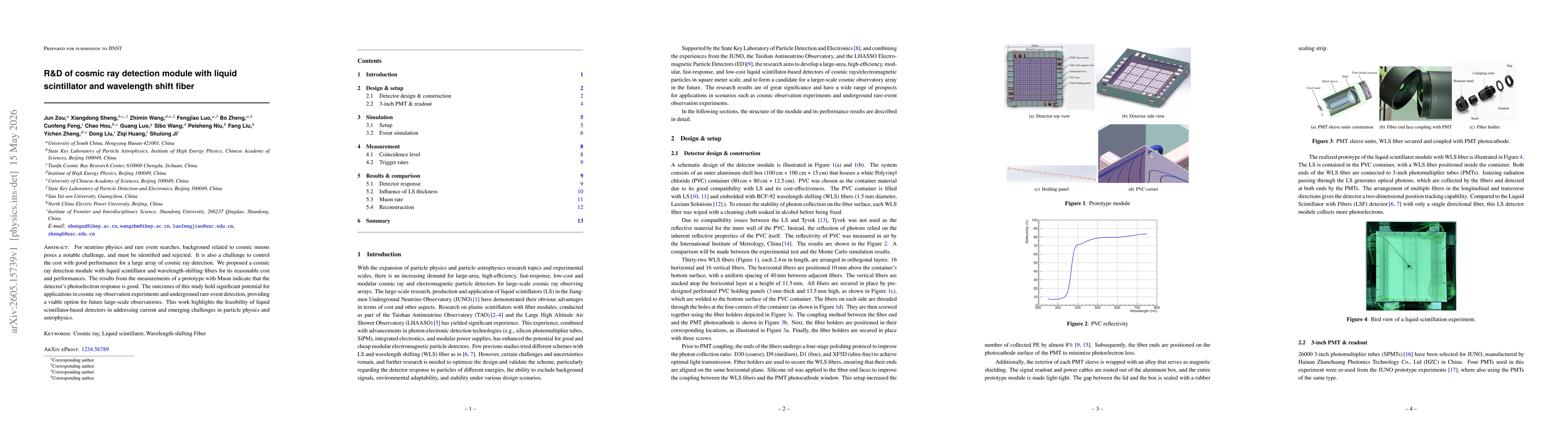 Thumbnail for R&D of cosmic ray detection module with liquid2 scintillator and wavelength shift fiber