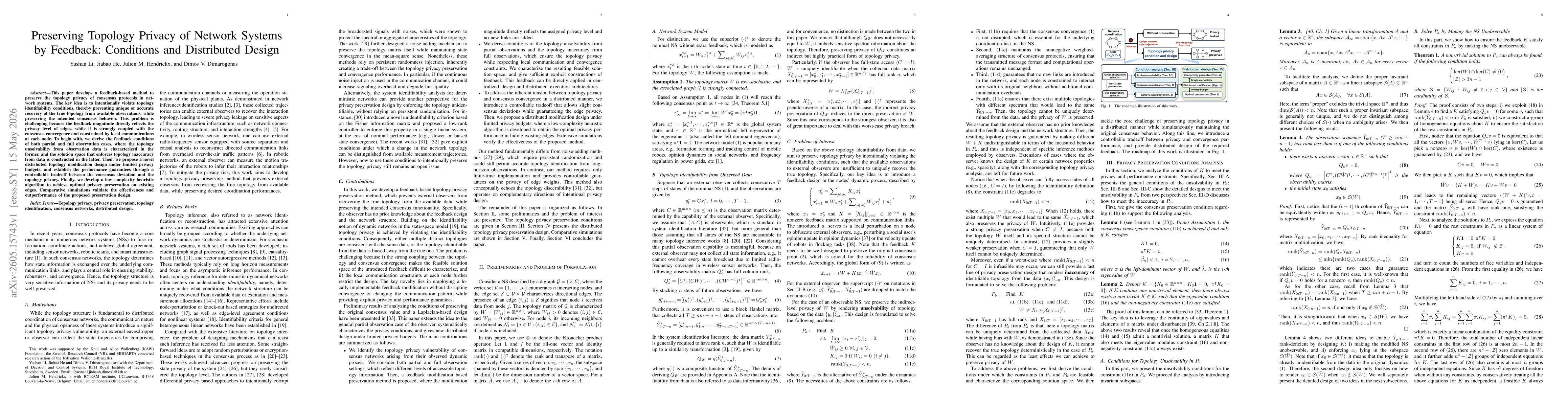 Thumbnail for Preserving Topology Privacy of Network Systems by Feedback: Conditions and Distributed Design