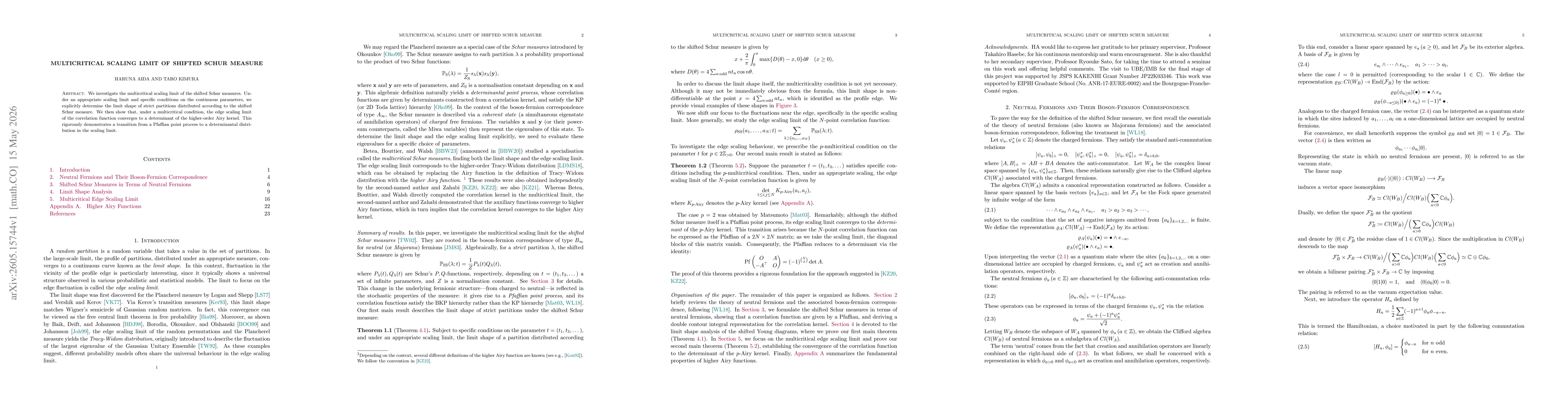 Thumbnail for Multicritical Scaling Limit of Shifted Schur Measure