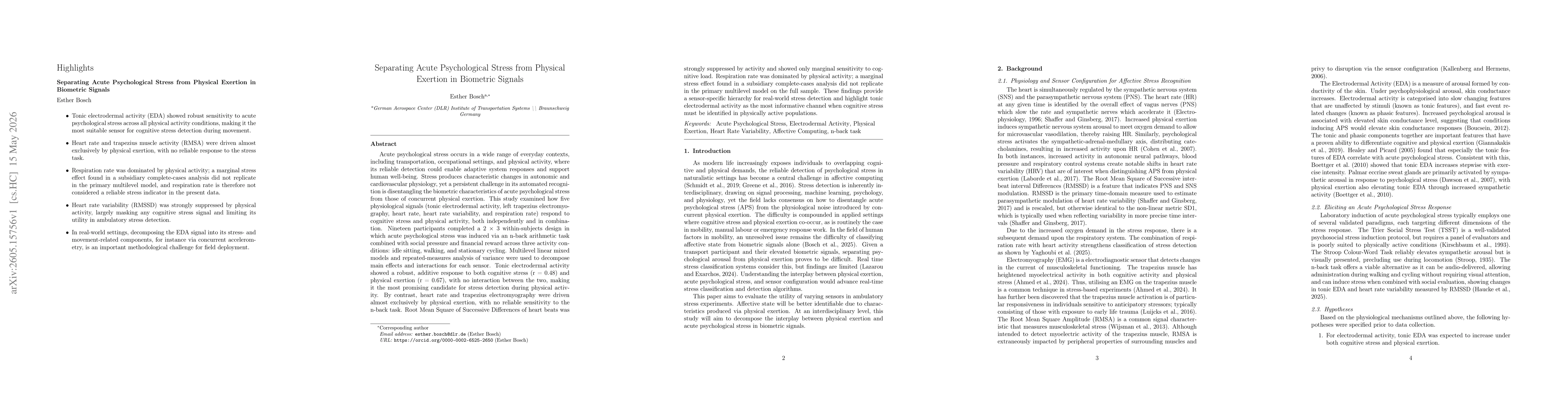 Thumbnail for Separating Acute Psychological Stress from Physical Exertion in Biometric Signals