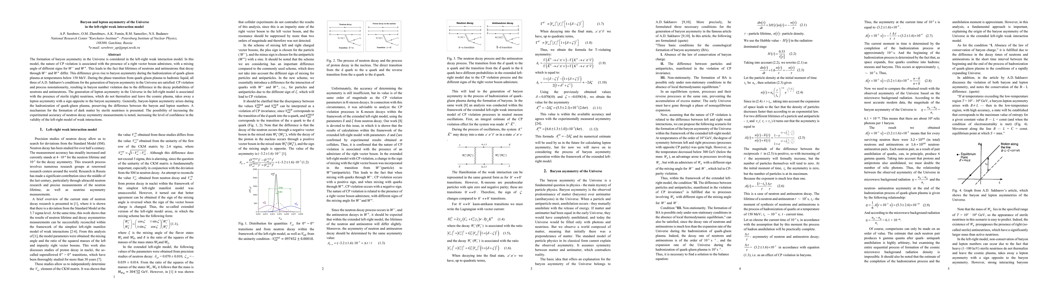 Thumbnail for Baryon and lepton asymmetry of the Universe in the left-right asymmetry model of weak interaction