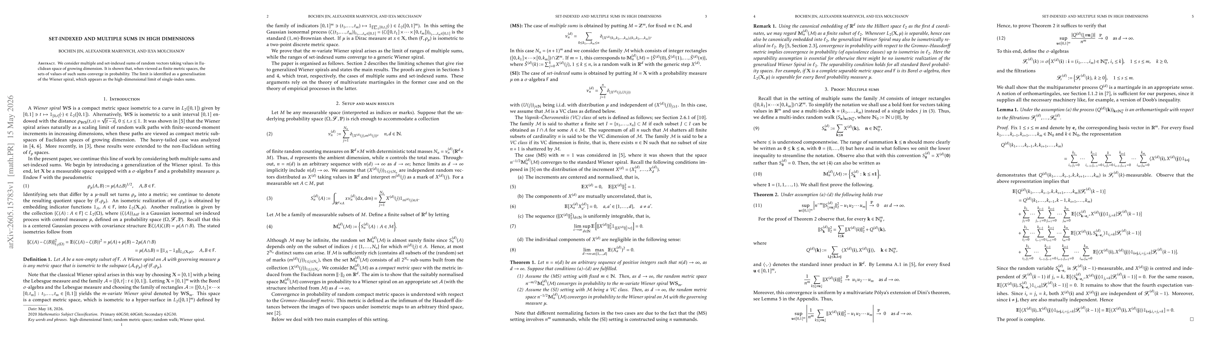 Thumbnail for Set-indexed and multiple sums in high dimensions