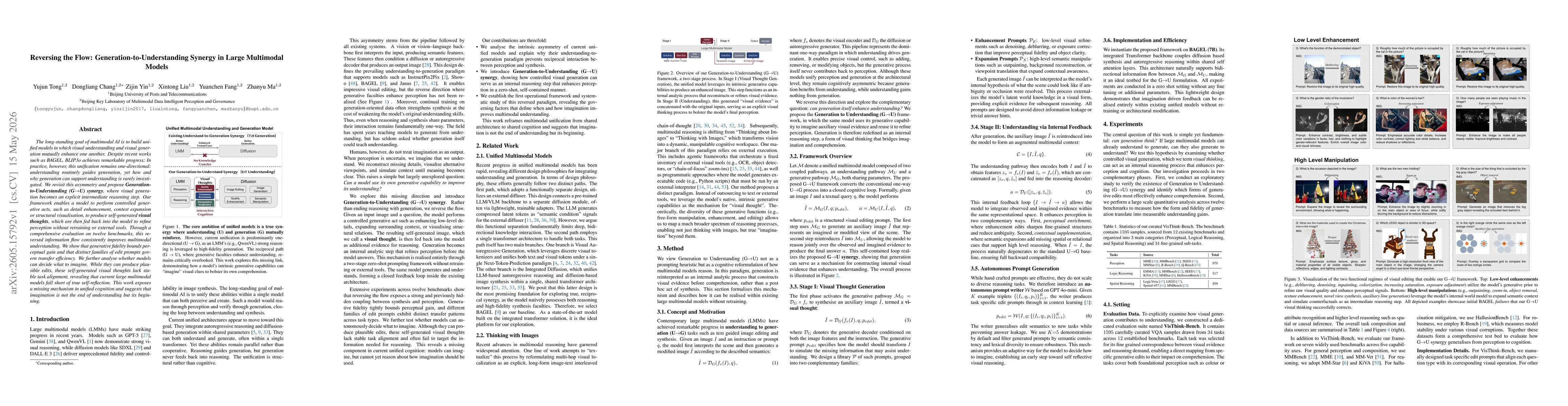 Thumbnail for Reversing the Flow: Generation-to-Understanding Synergy in Large Multimodal Models