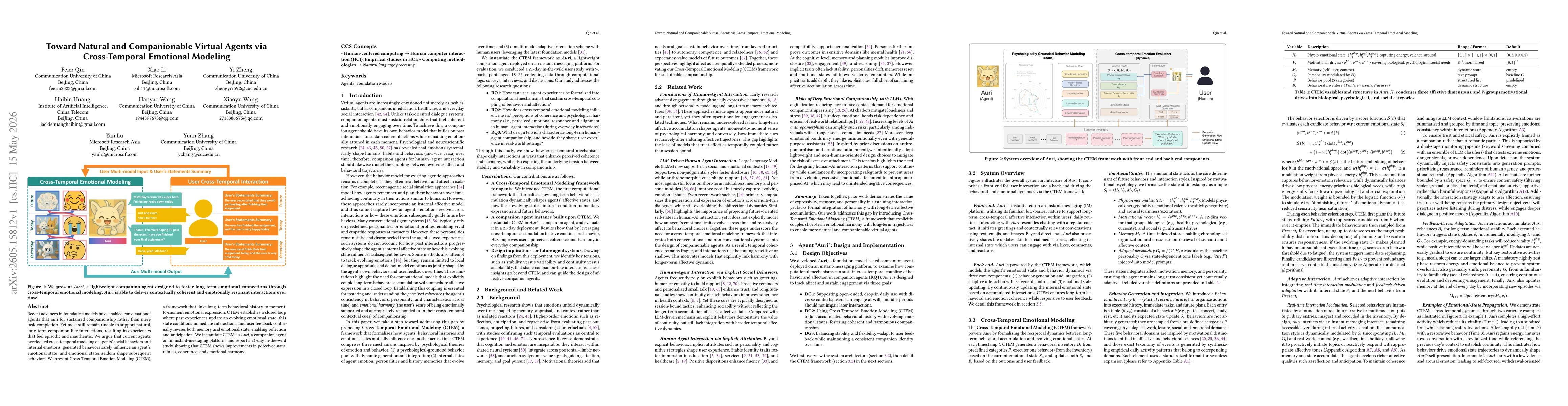 Thumbnail for Toward Natural and Companionable Virtual Agents via Cross-Temporal Emotional Modeling