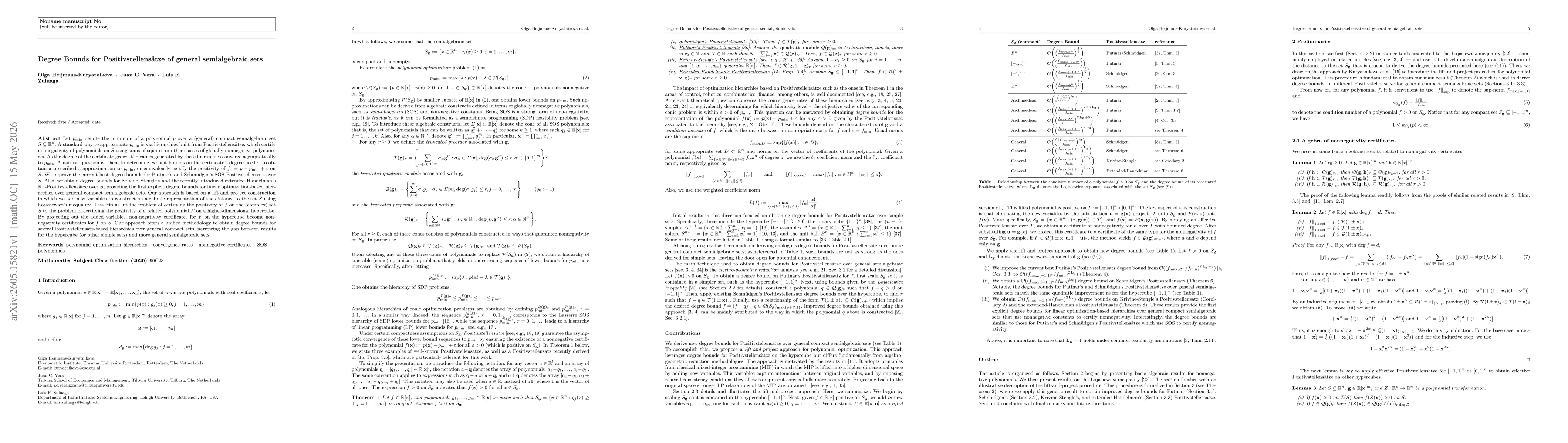 Thumbnail for Degree Bounds for Positivstellensätze of general semialgebraic sets