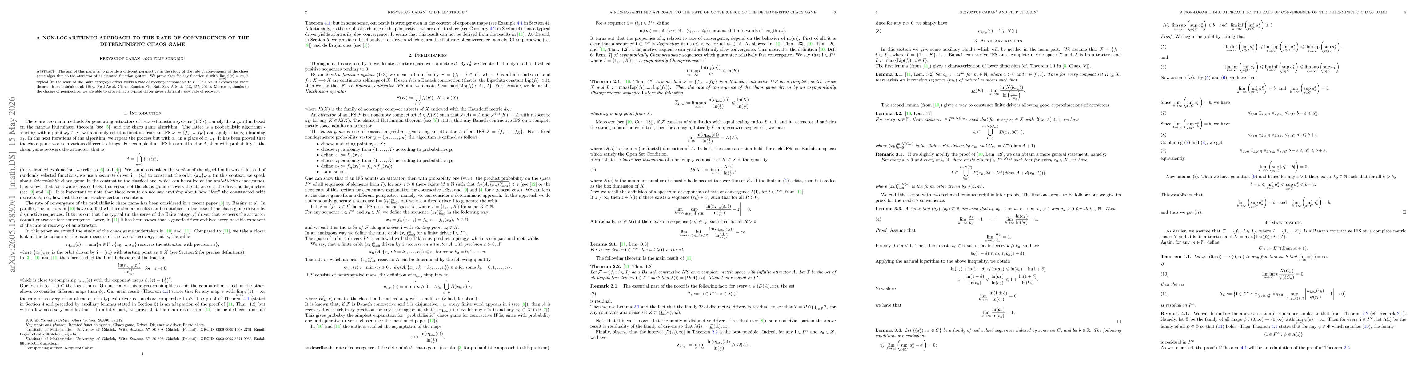 Thumbnail for A non-logarithmic approach to the rate of convergence of the deterministic chaos game
