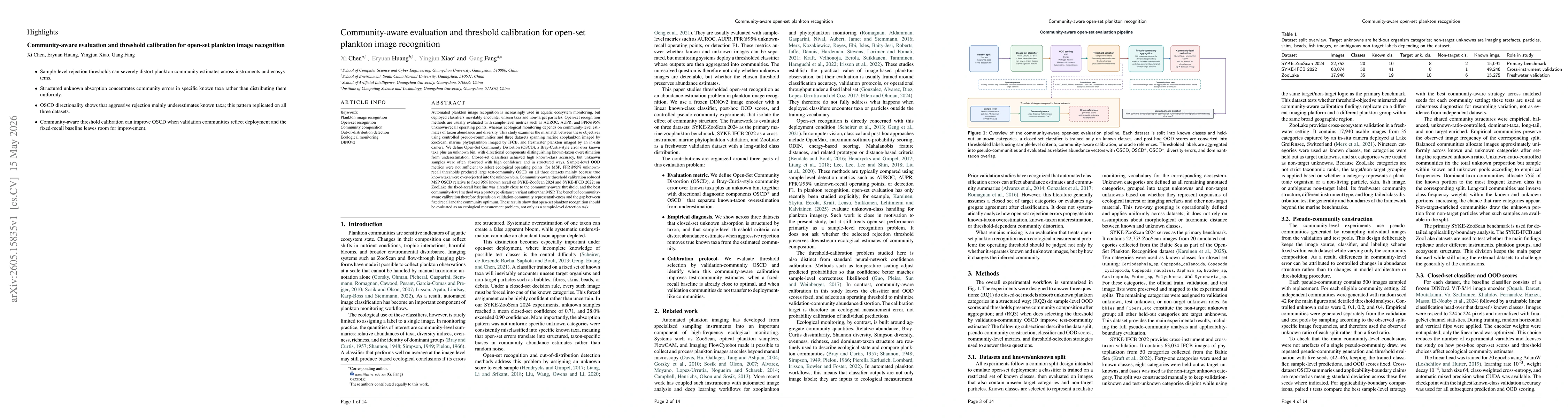 Thumbnail for Community-aware evaluation and threshold calibration for open-set plankton image recognition