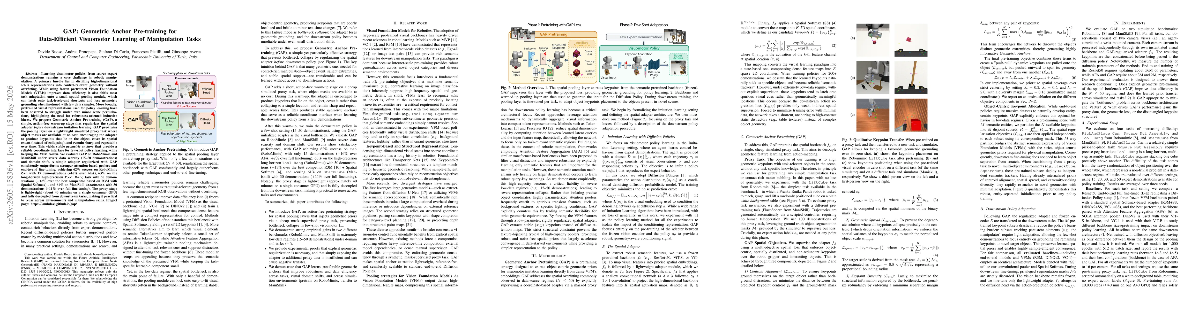 Thumbnail for GAP: Geometric Anchor Pre-training for Data-Efficient Visuomotor Learning of Manipulation Tasks
