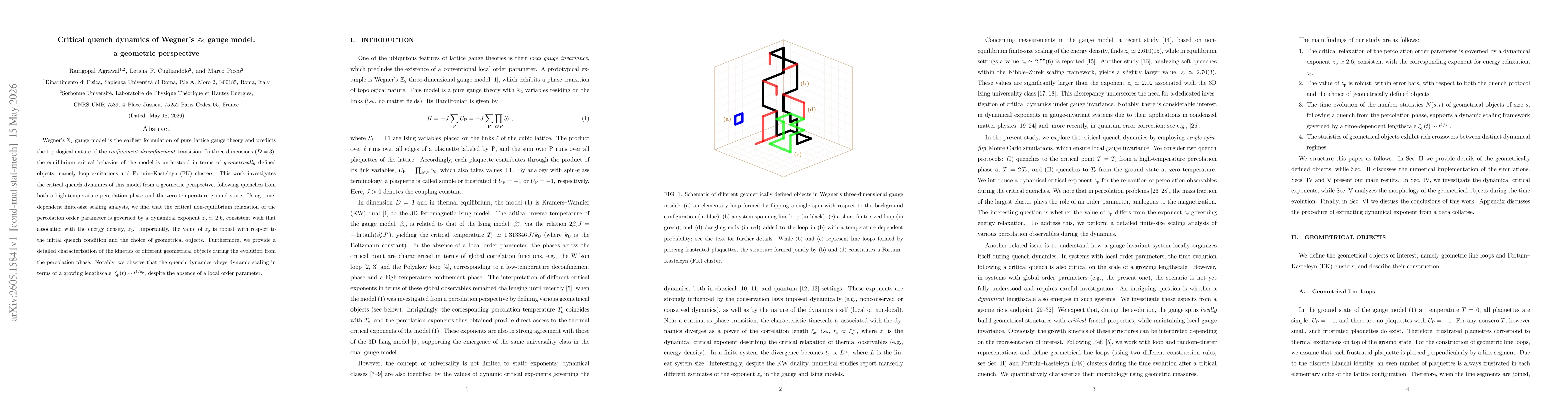 Thumbnail for Critical quench dynamics of Wegner's $\mathbb{Z}_2$ gauge model: a geometric perspective