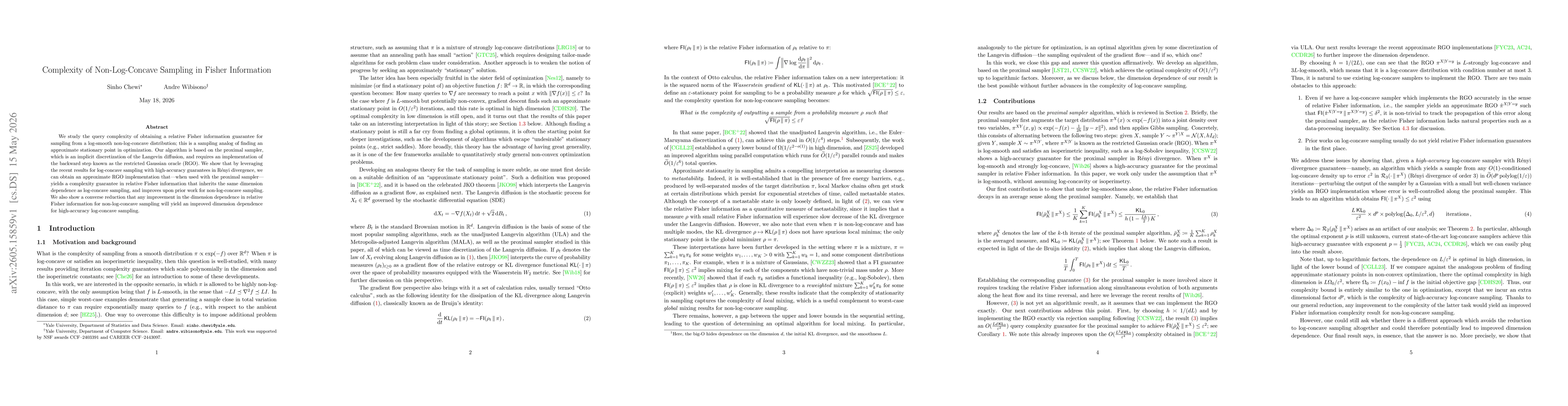 Thumbnail for Complexity of Non-Log-Concave Sampling in Fisher Information