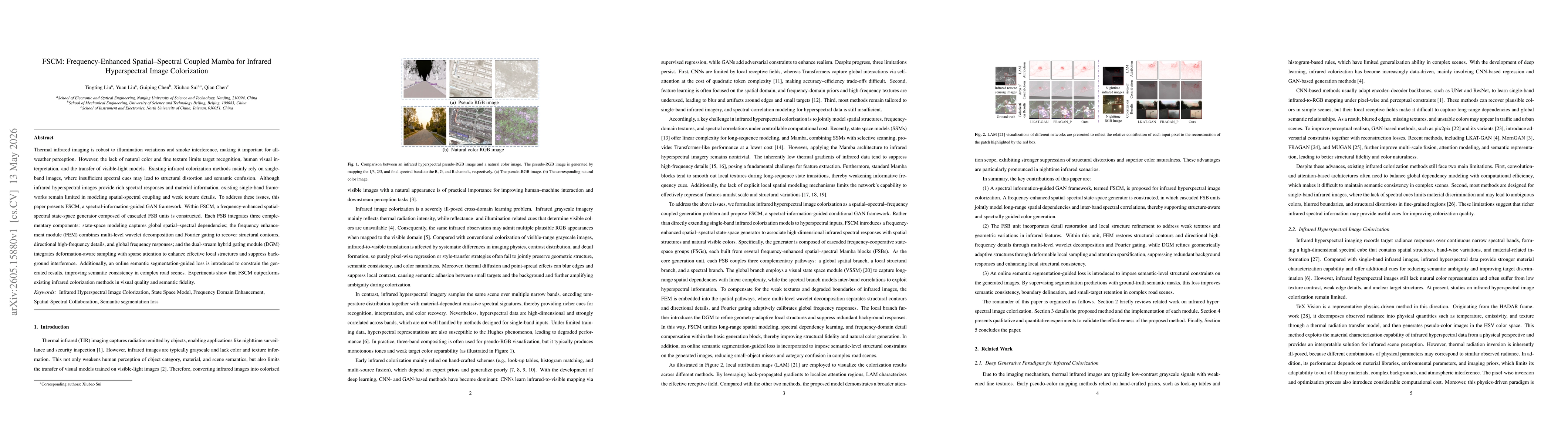 Thumbnail for FSCM: Frequency-Enhanced Spatial-Spectral Coupled Mamba for Infrared Hyperspectral Image Colorization