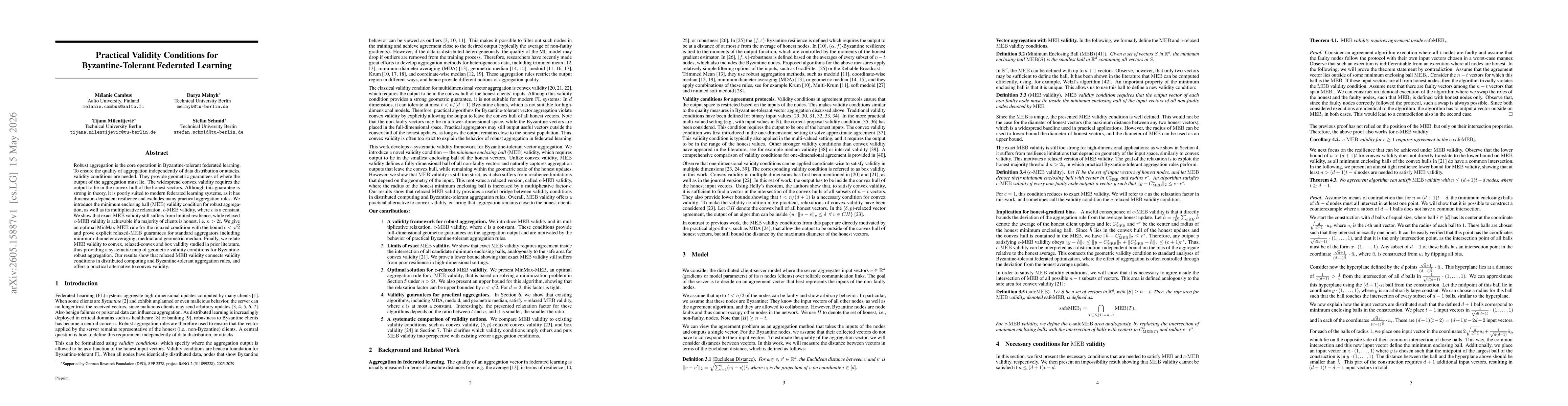 Thumbnail for Practical Validity Conditions for Byzantine-Tolerant Federated Learning