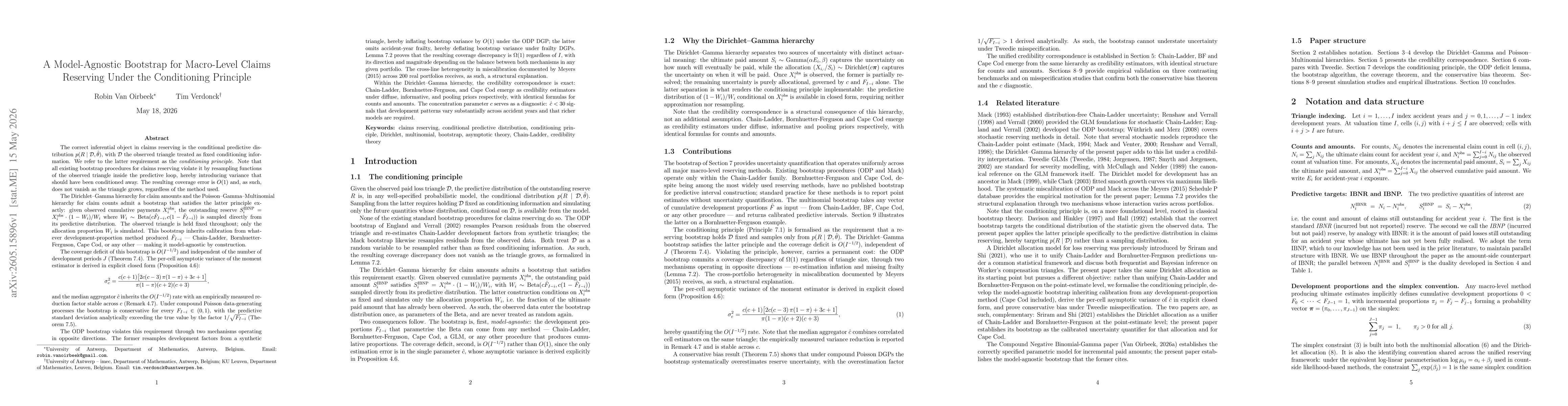 Thumbnail for A Model-Agnostic Bootstrap for Macro-Level Claims Reserving Under the Conditioning Principle