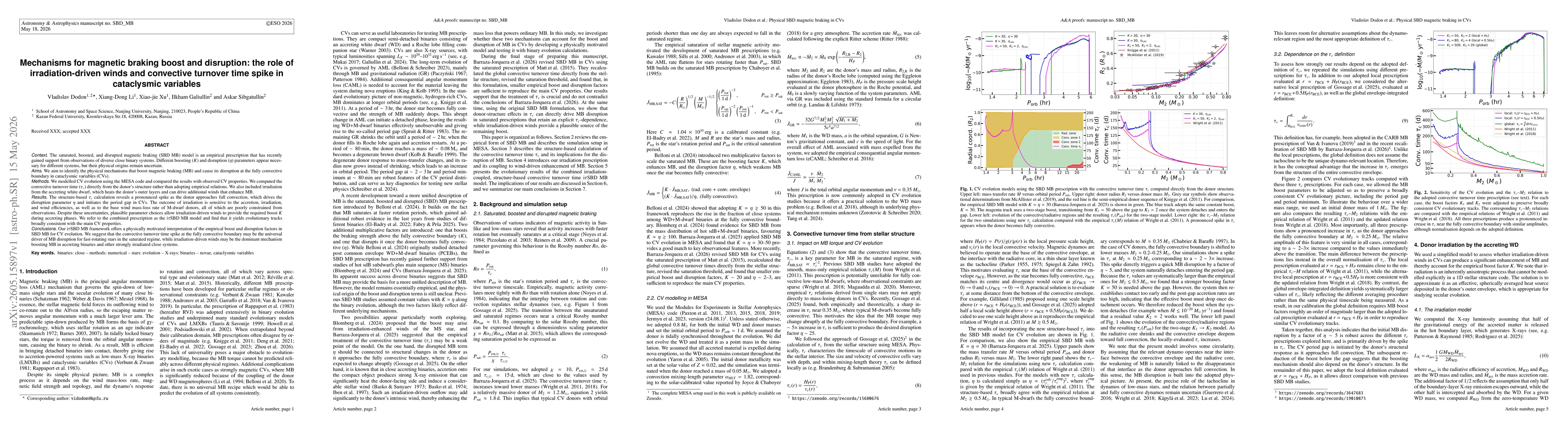 Thumbnail for Mechanisms for magnetic braking boost and disruption: the role of irradiation-driven winds and convective turnover time spike in cataclysmic variables