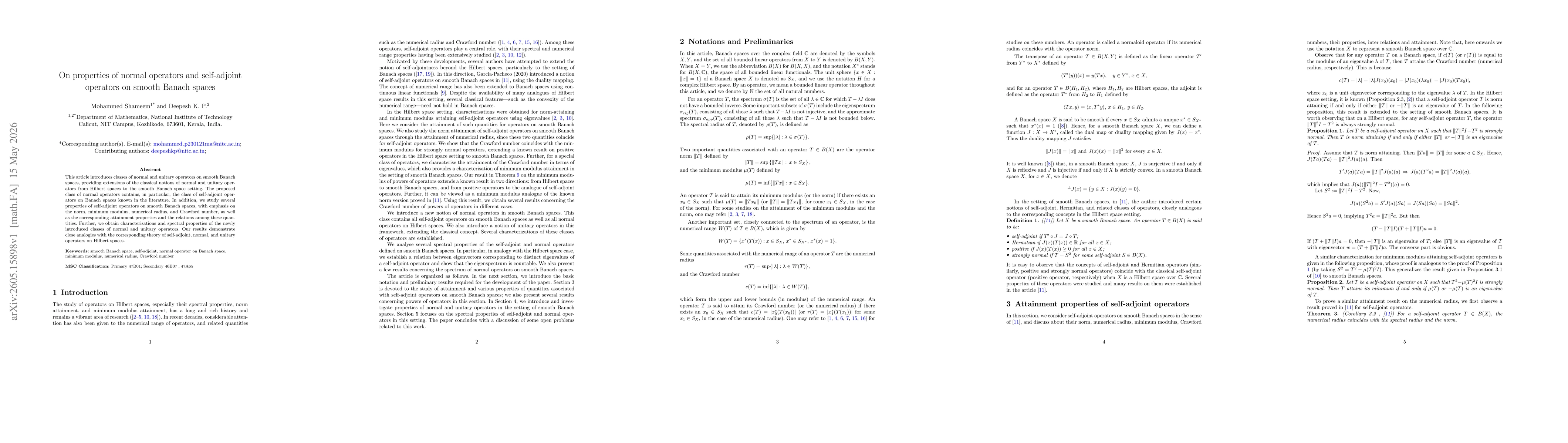 Thumbnail for On properties of normal operators and self-adjoint operators on smooth Banach spaces