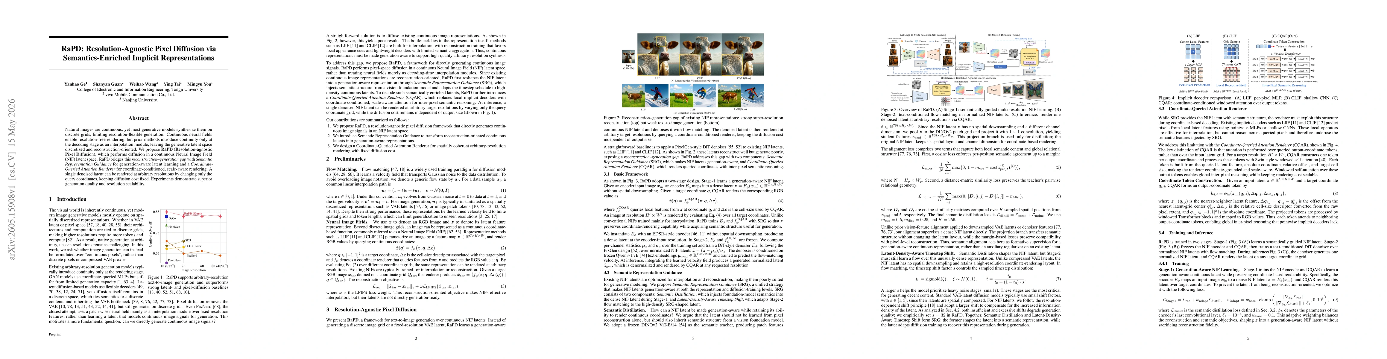 Thumbnail for RaPD: Resolution-Agnostic Pixel Diffusion via Semantics-Enriched Implicit Representations