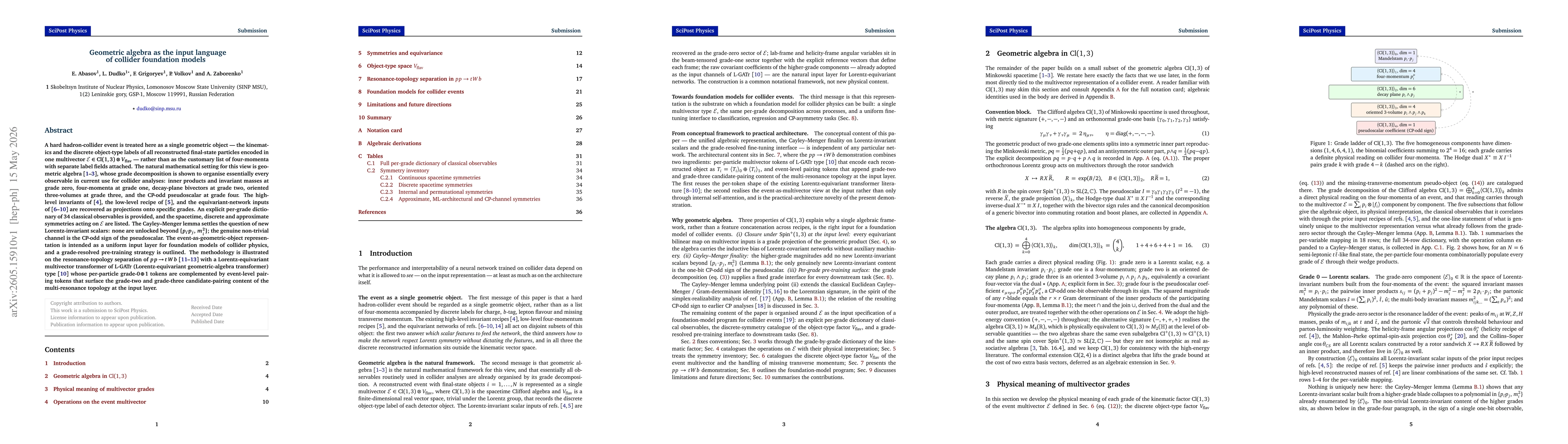 Thumbnail for Geometric algebra as the input language of collider foundation models