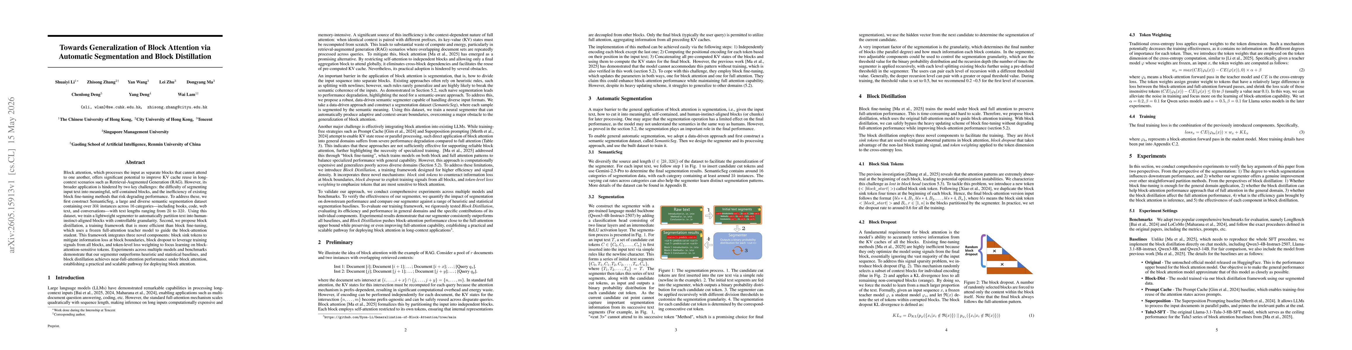 Thumbnail for Towards Generalization of Block Attention via Automatic Segmentation and Block Distillation
