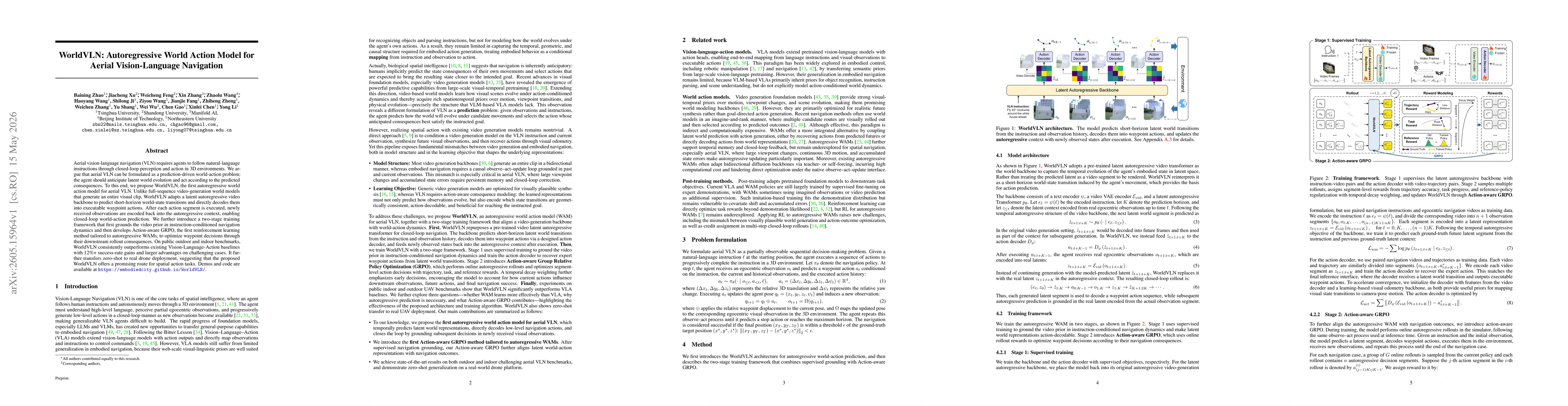 Thumbnail for WorldVLN: Autoregressive World Action Model for Aerial Vision-Language Navigation