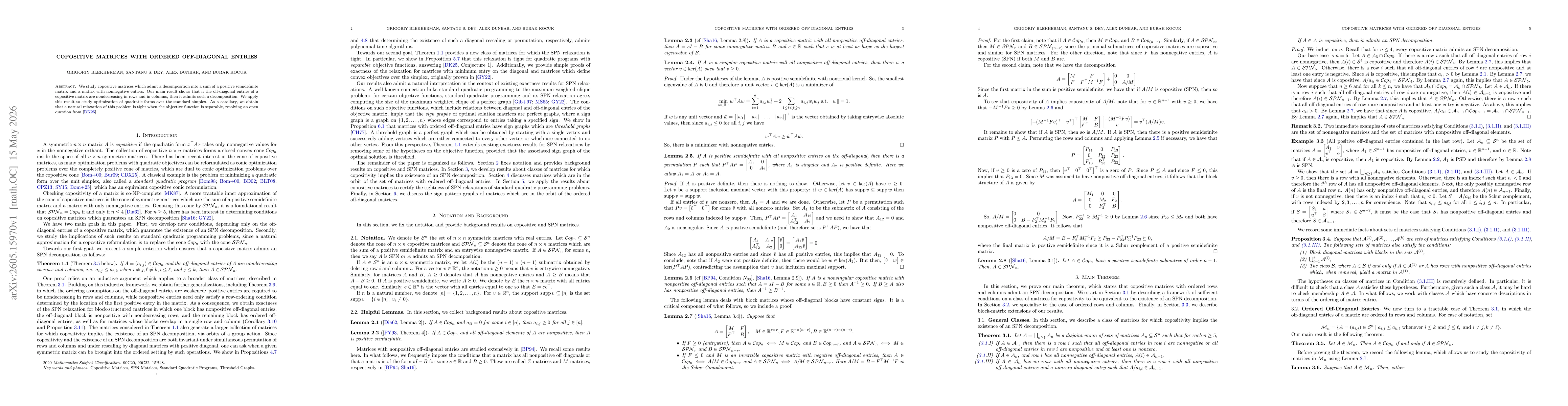 Thumbnail for Copositive Matrices with Ordered Off-Diagonal Entries