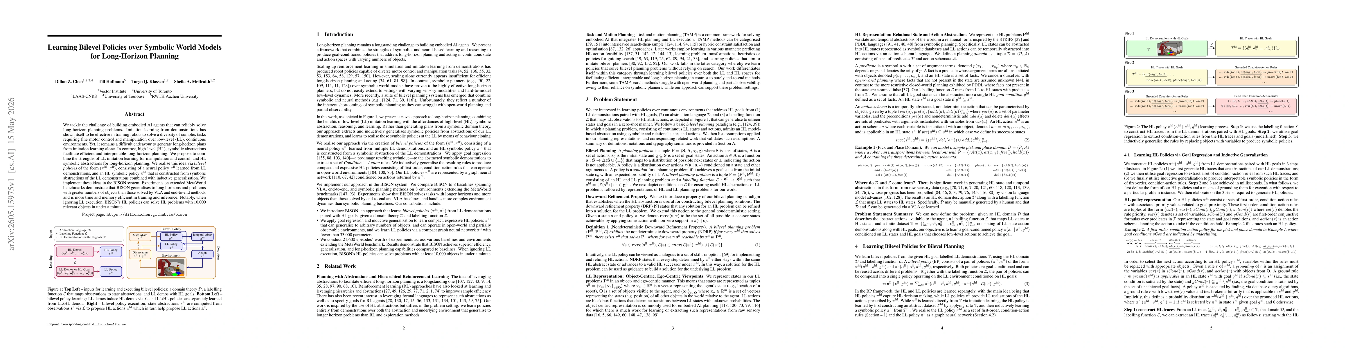 Thumbnail for Learning Bilevel Policies over Symbolic World Models for Long-Horizon Planning