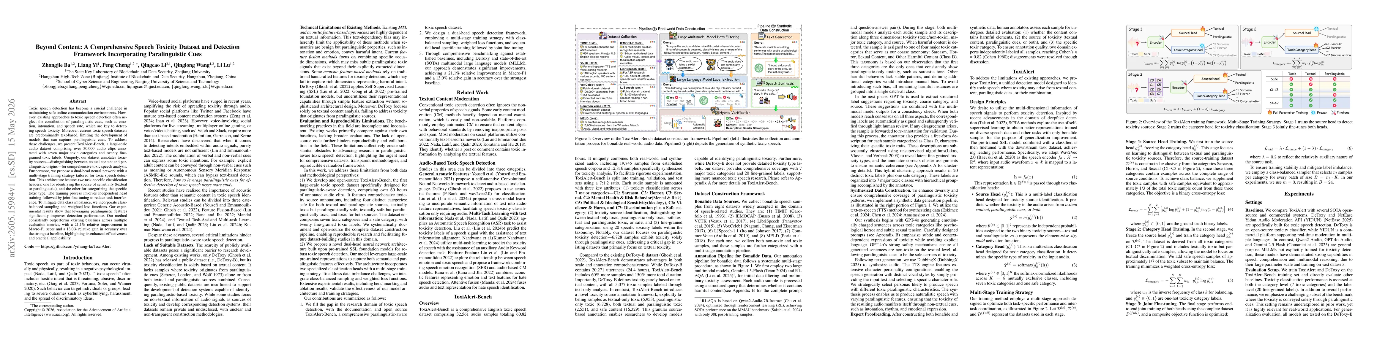 Thumbnail for Beyond Content: A Comprehensive Speech Toxicity Dataset and Detection Framework Incorporating Paralinguistic Cues