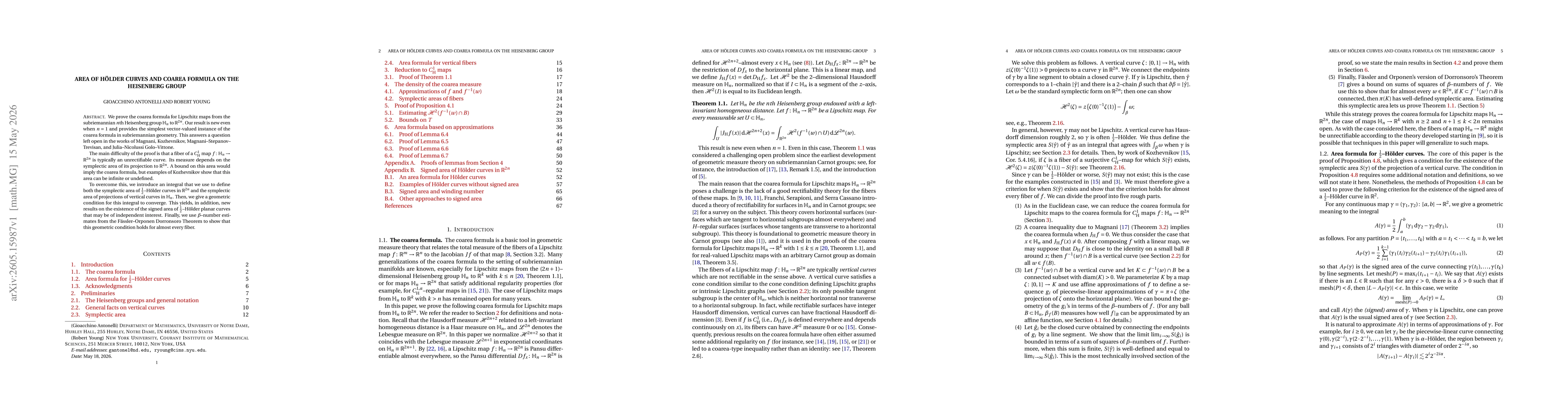 Thumbnail for Area of Hölder curves and coarea formula on the Heisenberg group