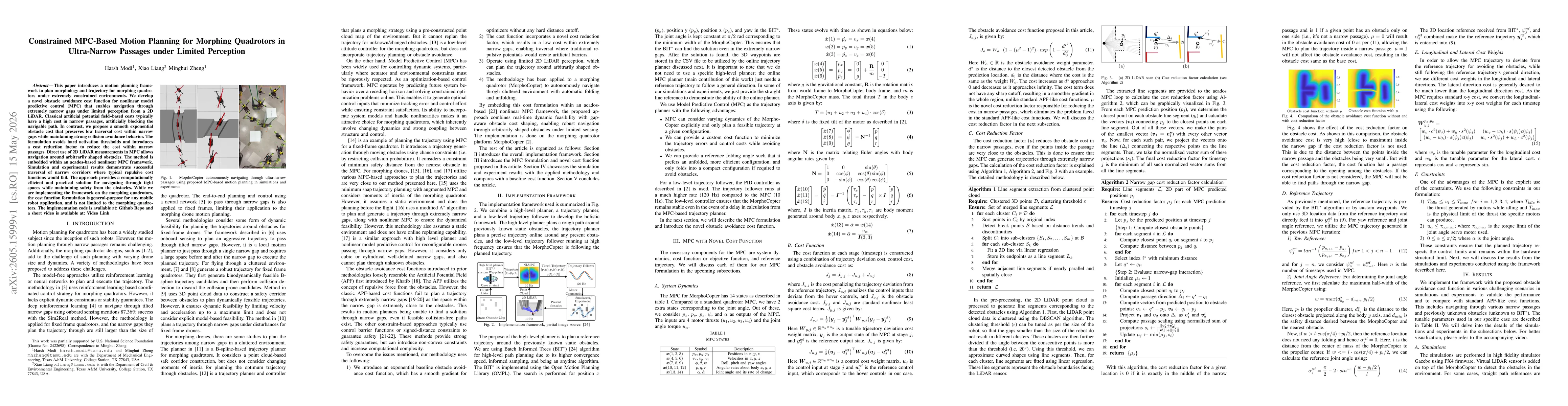 Thumbnail for Constrained MPC-Based Motion Planning for Morphing Quadrotors in Ultra-Narrow Passages under Limited Perception